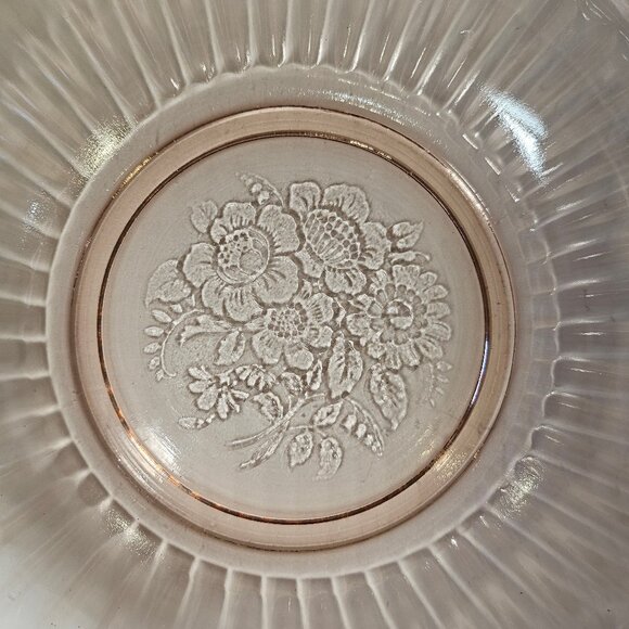 Anchor Hocking 1930s Pink Depression Glass Mayfair Open Rose Serving Bowl - Picture 3 of 9